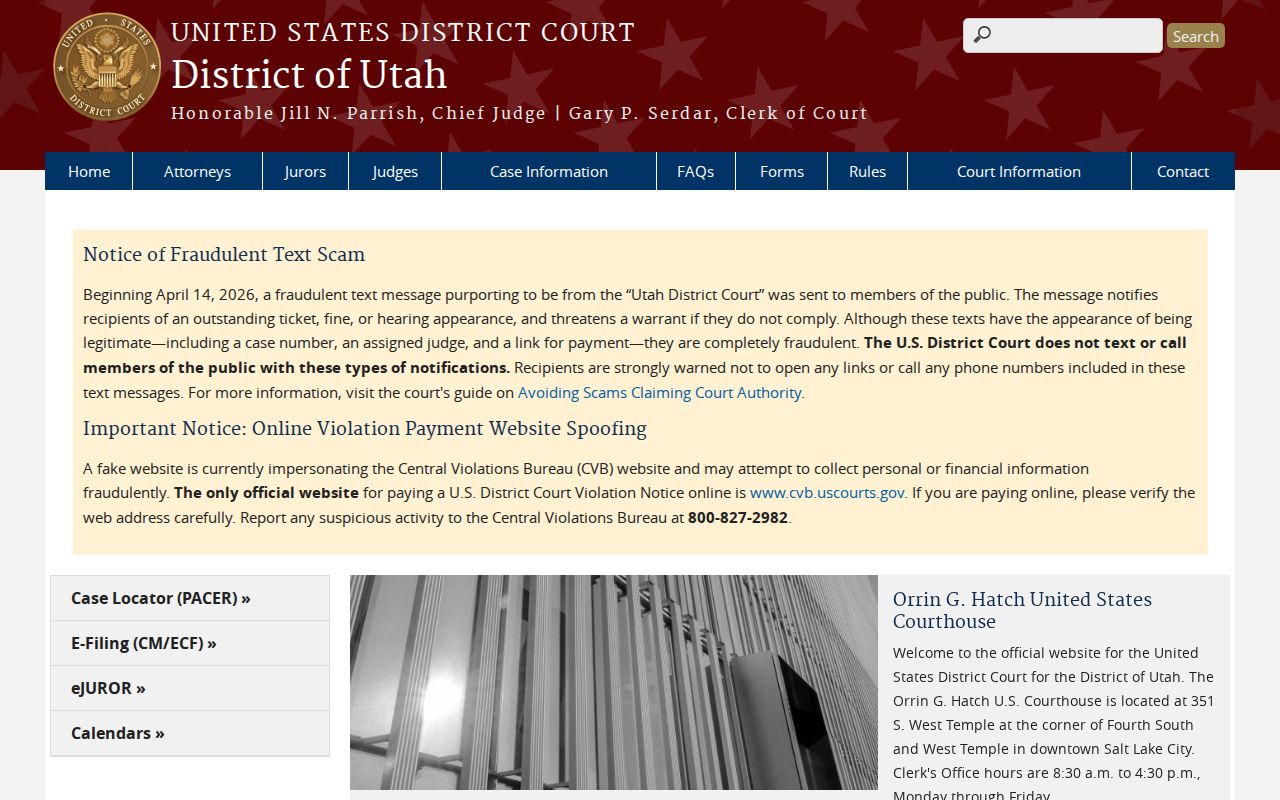 Weber County arrest warrant guide, federal court boundary at the District of Utah